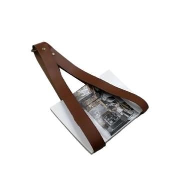 Imagem de Escritório Organizador de arquivos suspenso couro, decoração parede para escritório, prateleira armazenamento, porta-revistas para casa Organizador de mesa(Dark brown)