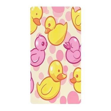Imagem de Blueangle Lençol de berço padrão para berço infantil - Lençóis de algodão macio e respirável com patos amarelo e rosa (207)