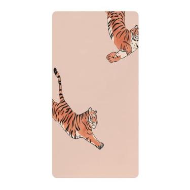 Imagem de Blueangle Lençol de berço padrão para berço infantil - Lençóis de algodão macio e respirável com tigre fofo (609)