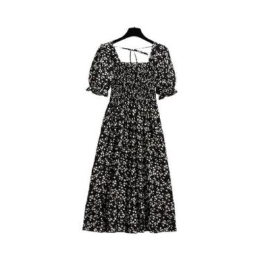 Imagem de Vestido Casual Feminino De Verão E Primavera Com Cintura Elástica Em C