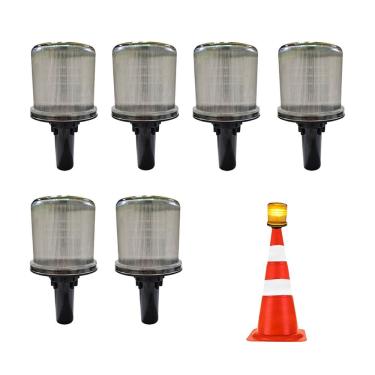 Imagem de Sinalizador Solar Viario Kit 6 Uni Rodovia Rua Estrada Alerta Cone Obra Emergencia