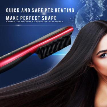 Imagem de Pente de cabelo liso elétrico, alisador de cabelo, durável, lcd, cerâm