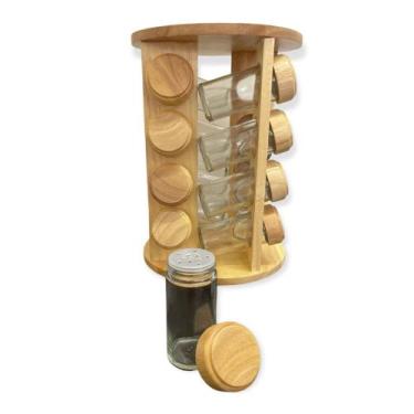 Imagem de Porta Condimentos Temperos Giratório Cozinha Bambu - PORTA TEMPERO MAD