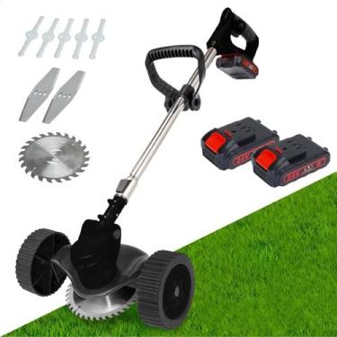 Imagem de Roçadeira Elétrica Recarregável Cortador De Gramas Profissional Com 2 
