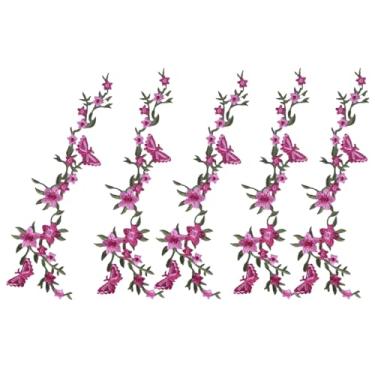 Imagem de Remendos bordados | Remendos bordados de borboleta de flores - 5 peças de decoração de arte reparo de costura para acessórios de roupas apliques decalques bolsas, jaquetas, camisas, blusas, jeans