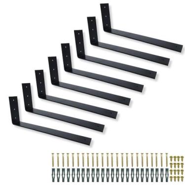 Imagem de 8 Suportes L 40cm Mão Francesa Embutida Para Prateleira Fixação De Par