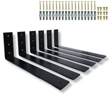 Imagem de Seis Suportes De Prateleira Acabamento Formato L 40cm Mão Francesa Emb