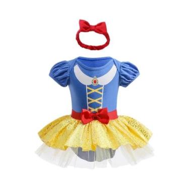 Imagem de Macacão Infantil De Princesa Para Meninas Com Faixas Para a Cabeça, Ro