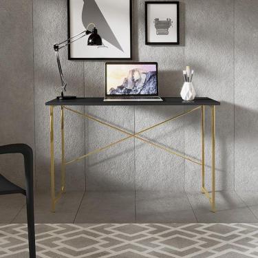Imagem de Escrivaninha Steel 90 Cm Estilo Industrial Com Pés Em Aço Dourado/preto Dourado/preto