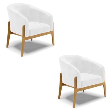 Imagem de Cadeira Sala de Jantar Base de Madeira Kit 2 Stella Sintético PU D03 - D'Rossi