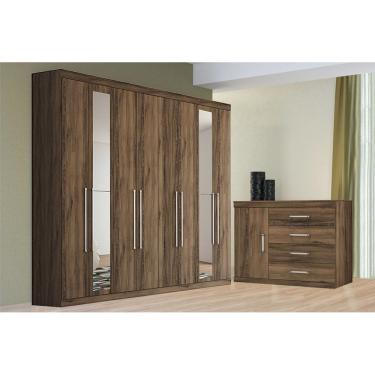 Imagem de Guarda Roupa Master 8.4 c/ Espelho + Cômoda Master 1.4 Atacama-Jatobá - Santos Andirá