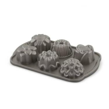 Imagem de Forma para 6 Mini Bolos Decorada em Aluminio Fundido - Mimo