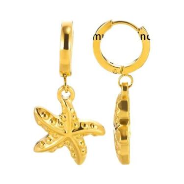 Imagem de Brincos De Aço Inoxidável Vintage Femininos Com Estrela-do-mar E Conch