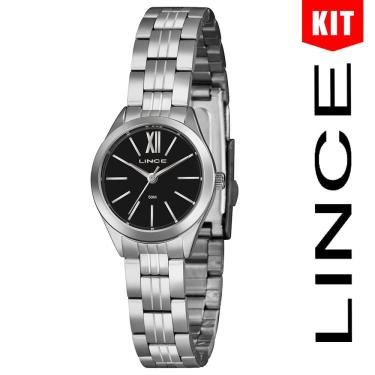 Imagem de Relógio Lince Kit Prata Preto Borboleta Lrmh233l25 K0c6p3sx