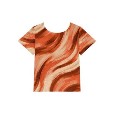 Imagem de Blusa Estampada Básica De Mangas Curtas Em Viscose-Feminino