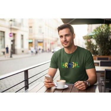 Imagem de Camiseta Casual Masculina Estampada Brasil Copa 2026 Malha Algodão do P ao G1-Masculino