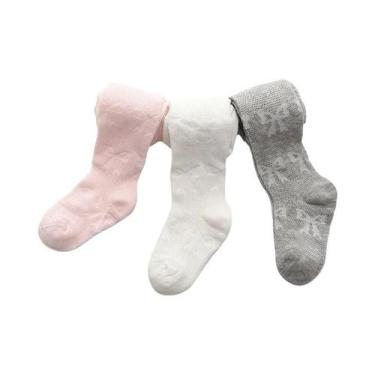 Imagem de Meias De Algodão Para Bebês Com Padrão De Laço, 3 Peças, Leggings Conf