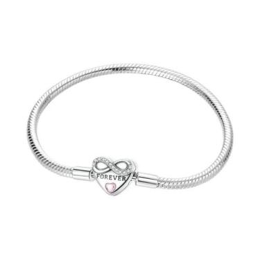 Imagem de Pulseira Feminina De Prata Esterlina 925 17-20CM Com Pingentes De Cora