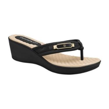 Imagem de Chinelo Casual de Dedo Confortável Salto Anabela Feminino Piccadilly Preto 38-Feminino