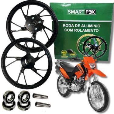 Imagem de Par Roda Pé Galinha Nxr Bros 125 150 Freio Tambor Liga Leve - Smartfox