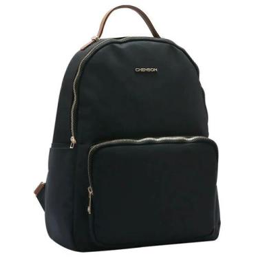 Imagem de Mochila Feminina Microfibra Grande Fecho Ecler Chenson, Preto, UN