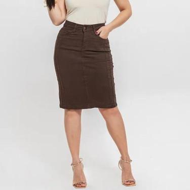 Imagem de Saia Secretária Casual Evangélina Moda Clásica Jeans - Black Jeans, Ma