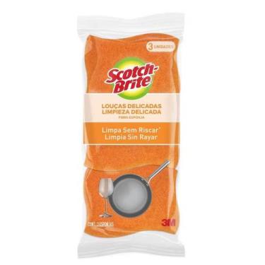 Imagem de Esponja Não Risca Laranja Scotch Brite 3m - 3 Unidades