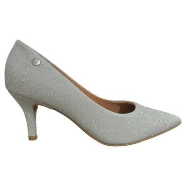 Imagem de scarpin gliter salto 7cm feminino vizzano, Prata, 35