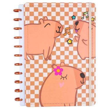 Imagem de Caderno de Disco Disko Capivara Grande g Capa Dura 80 Folhas Marrom