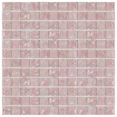 Imagem de Kit 1m² Pastilha de Vidro Ice 30cm x 30cm Rosa Glass Mosaic