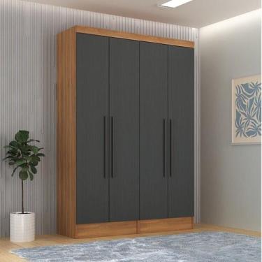 Imagem de Quarto Completo 4 Portas 4 Gavetas 2 Peças Viena Espresso Móveis Cinza