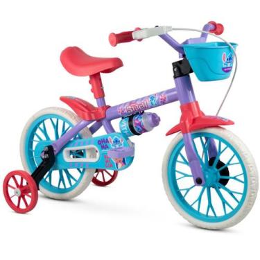 Imagem de Bicicleta Infantil com Rodinha aro 12 Stitch Menina Nathor, Roxo, Femi