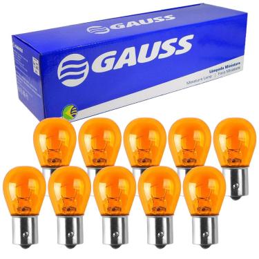 Imagem de 10 Lâmpada Gauss Miniatura Amarela 21/5W 24V BAU15S 1 Polo GL1056B