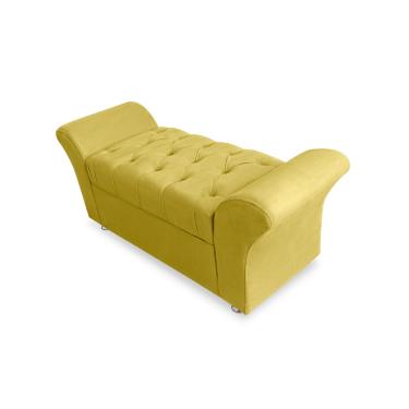 Imagem de Recamier sofá baú namoradeira 140CM grecia suede amarelo - vh moveis