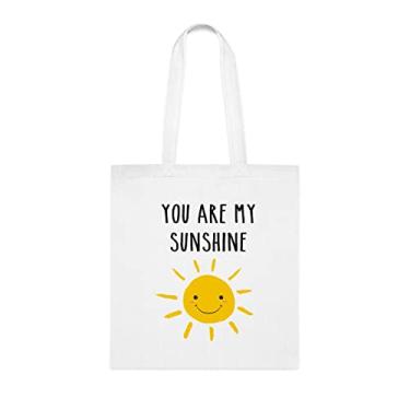 Imagem de Sacola You Are My Sunshine, presente divertido, bolsa de ombro, bolsas reutilizáveis, ideia de presente de cesta de Natal de aniversário, Branco