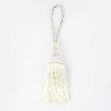 Imagem de 1 peça borlas franja de seda borla guarnição de vestuário decoração corda pendurada borla chave para acessórios de cortina faça você mesmo, branco, 2 peças