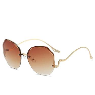 Imagem de Óculos de sol irregulares sem moldura, óculos de sol femininos, rosto redondo, cor gradiente, proteção uv, óculos de sol fashion net, óculos de sol vermelhos, 2, tamanho único