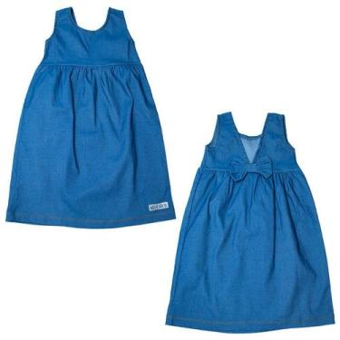 Imagem de Vestido Infantil Laço Costa Azul - Kibs Kids
