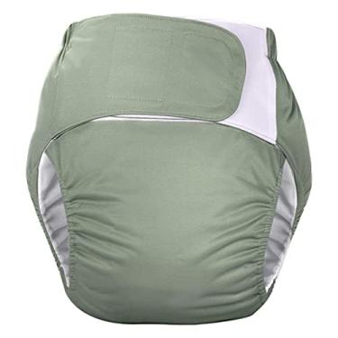 Imagem de Newmind Fralda de tecido ajustável para adultos, casaco de TPU reutilizável, tamanho grande, impermeável, calça para incontinência, idosos, sem odor, pós-operatório - verde