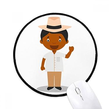 Imagem de Boné preto Cuba desenho animado mouse pad desktop escritório tapete redondo para computador