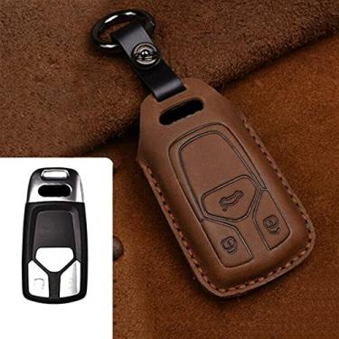 Imagem de YJADHU Chaveiro de couro masculino feminino chaveiro capa de chave de carro suporte de carro, apto para Audi A1 A3 A4 A5 Q7 A6 C5 C6,4