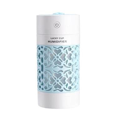 Imagem de REJOON umidificador copo da sorte umidificador USB difusor de aroma ultrassônico 3 em 1 mini difusor de óleo essencial com luz LED ventilador USB para umidificador de carro azul marinho (cor: azul)