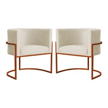 Imagem de Kit 02 Poltrona Luana Base Bronze Para Sala Veludo Cores - DS Estofados