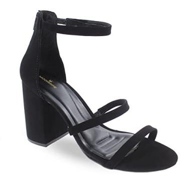 Imagem de Sandália Modarpe Salto Bloco Grosso Feminina B22 Cor:Preto;Tamanho:34