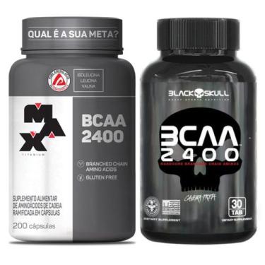 Imagem de Kit Bcaa 2400Mg 200 Caps Max Titanium + Bcaa 30 Caps Black Skull