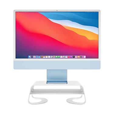 Imagem de Twelve South Suporte de monitor Curve Riser | Suporte ergonômico de mesa com prateleira de armazenamento para iMac e monitores, branco fosco