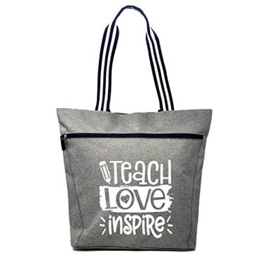 Imagem de Brooke & Jess Designs Bolsa de mão de professor para o trabalho - presente de mão de professor para mulheres, melhor presente de agradecimento ao professor, Teach Love Inspire Lexie Gray, Medium