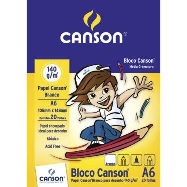 Imagem de Bloco Papel Canson Desenho Escolar Branco A6 140G 20 Folhas