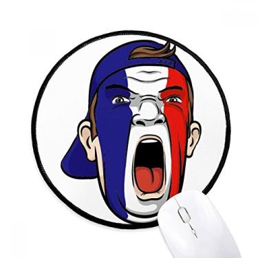 Imagem de Bandeira da França para maquiagem facial cabeça gritando mouse pad mesa escritório tapete redondo para computador