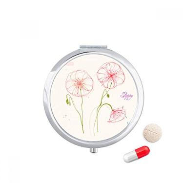 Imagem de Caixa de pílula de pintura branca com flores plantas, recipiente de armazenamento de medicamentos